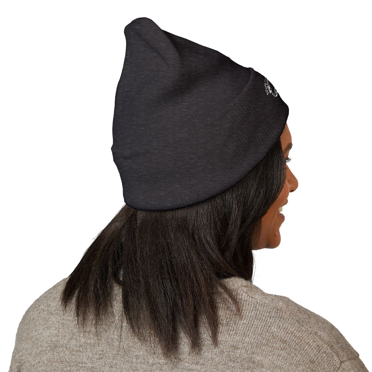 Cozy Winter Embroidered Beanie — Classic Cuffed Knit Hat Featuring Roussel's Outta This World UFO Design