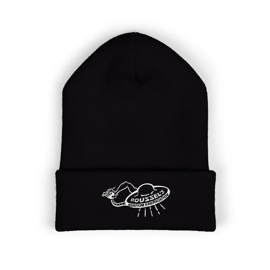 Cozy Winter Embroidered Beanie — Classic Cuffed Knit Hat Featuring Roussel's Outta This World UFO Design