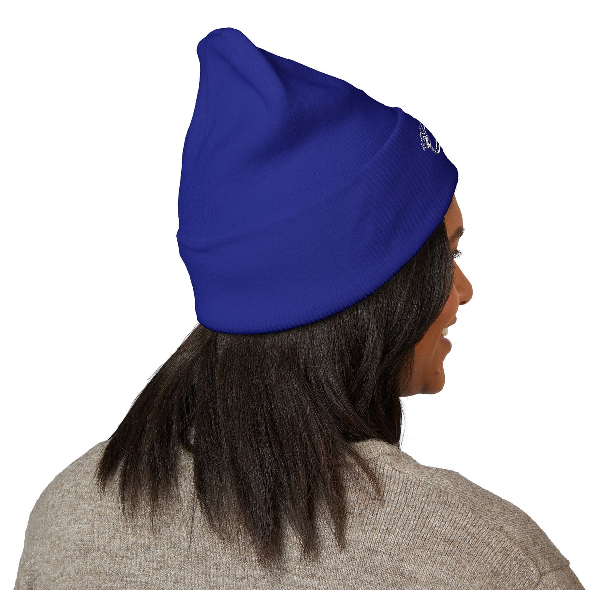 Cozy Winter Embroidered Beanie — Classic Cuffed Knit Hat Featuring Roussel's Outta This World UFO Design