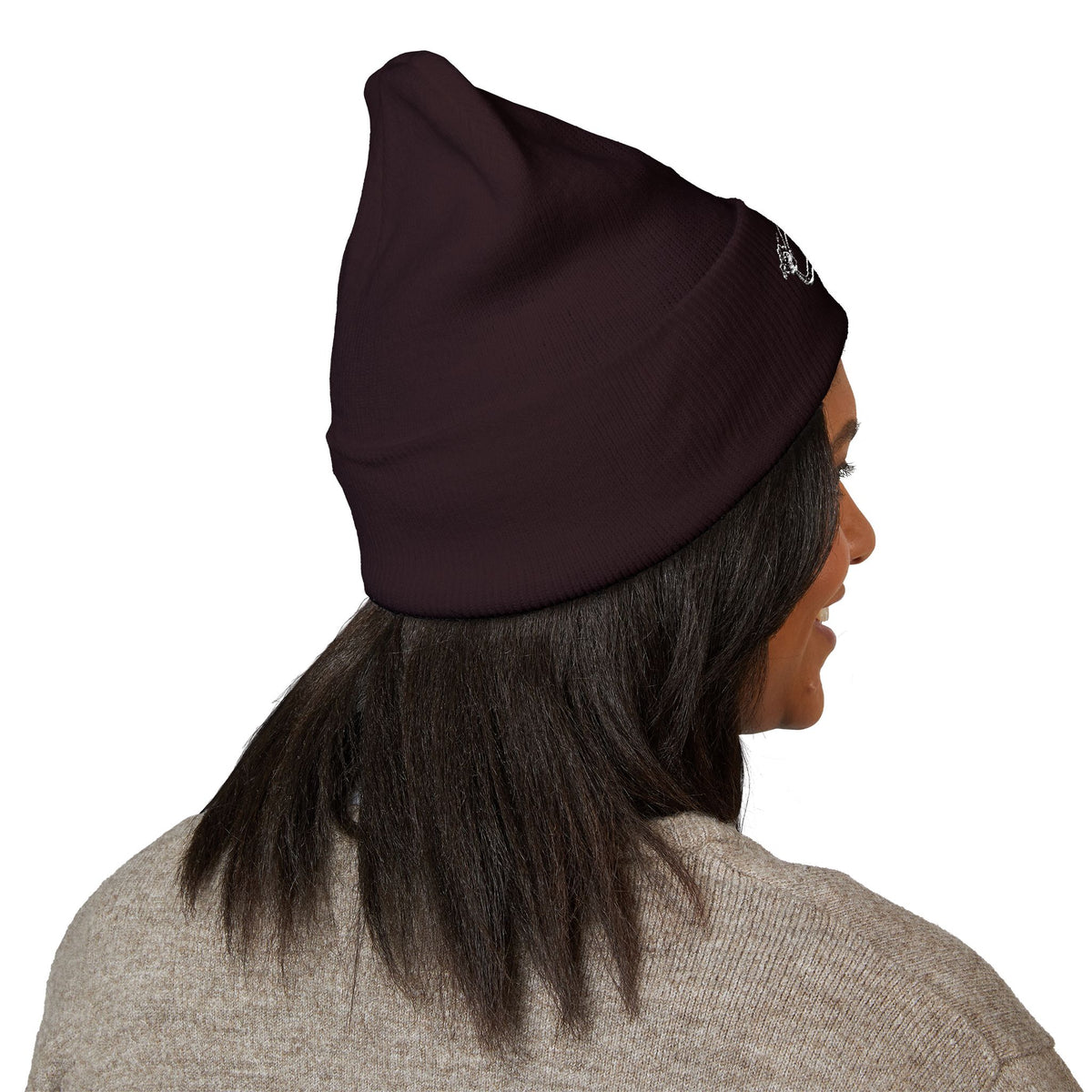 Cozy Winter Embroidered Beanie — Classic Cuffed Knit Hat Featuring Roussel's Outta This World UFO Design