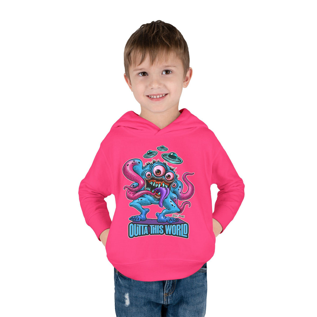 Toddler Fleece Hoodie - Lan Roussel Monster Car Imagination Design