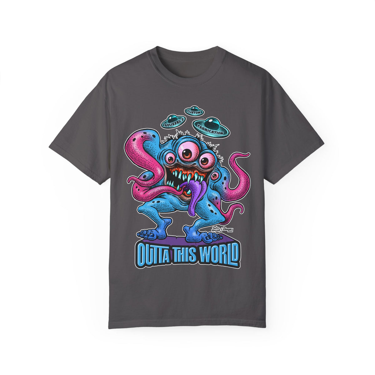 Monster 100% Cotton T-Shirt Featuring Our Newest Spaceport Monster Lan Roussel -Vintage Fit