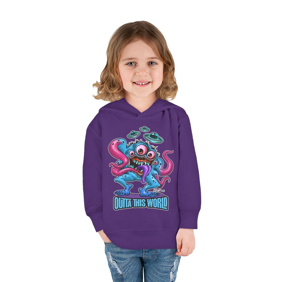 Toddler Fleece Hoodie - Lan Roussel Monster Car Imagination Design