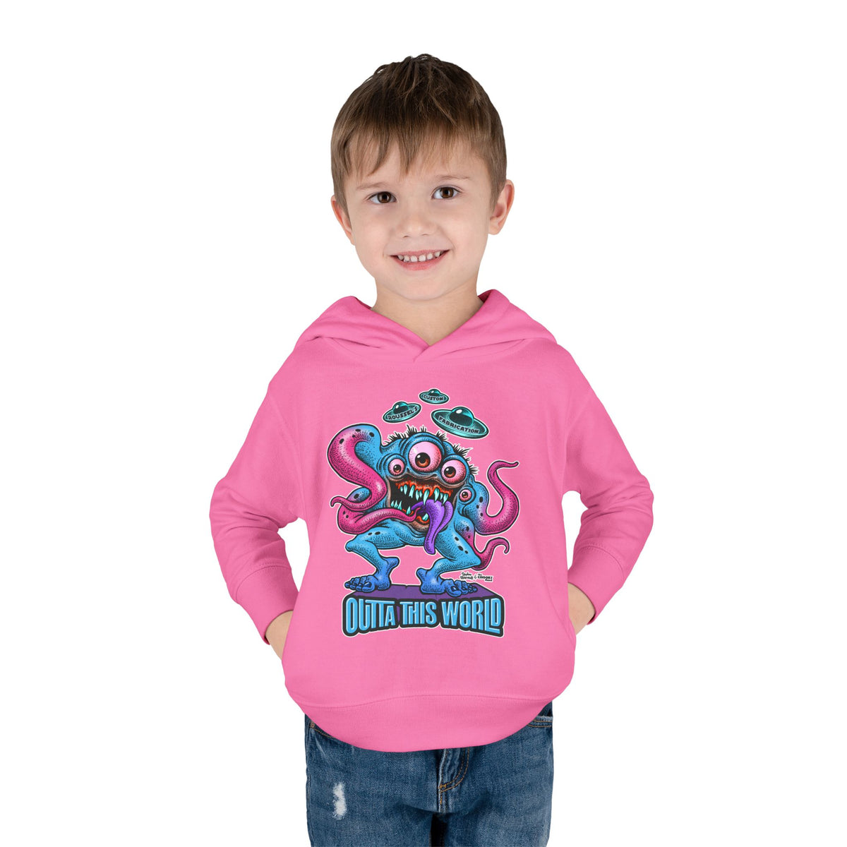 Toddler Fleece Hoodie - Lan Roussel Monster Car Imagination Design