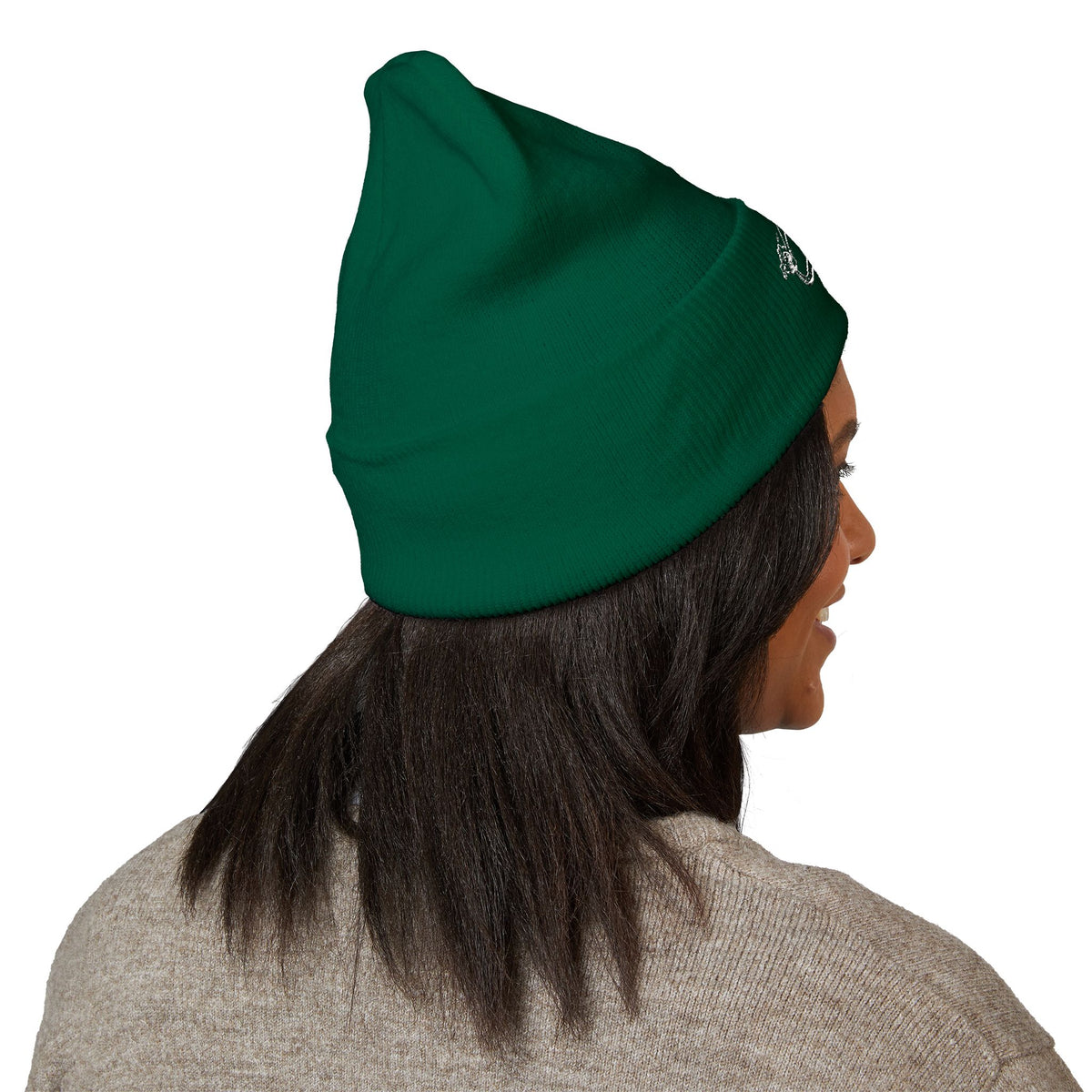 Cozy Winter Embroidered Beanie — Classic Cuffed Knit Hat Featuring Roussel's Outta This World UFO Design