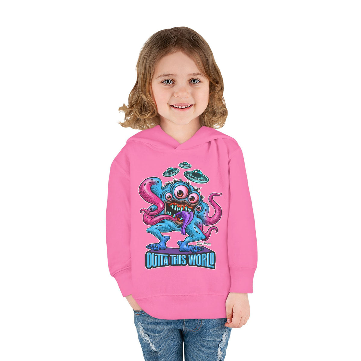 Toddler Fleece Hoodie - Lan Roussel Monster Car Imagination Design
