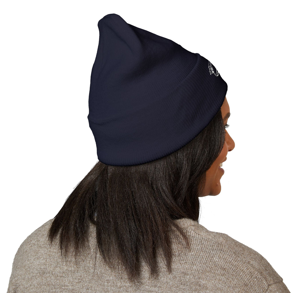 Cozy Winter Embroidered Beanie — Classic Cuffed Knit Hat Featuring Roussel's Outta This World UFO Design