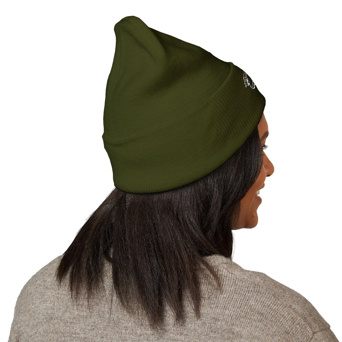 Cozy Winter Embroidered Beanie — Classic Cuffed Knit Hat Featuring Roussel's Outta This World UFO Design