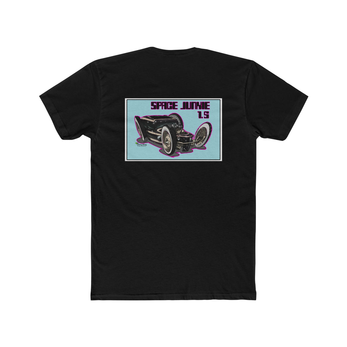 Space Junkie Men's Cotton Crew Tee. Art By Johnny Jalopy