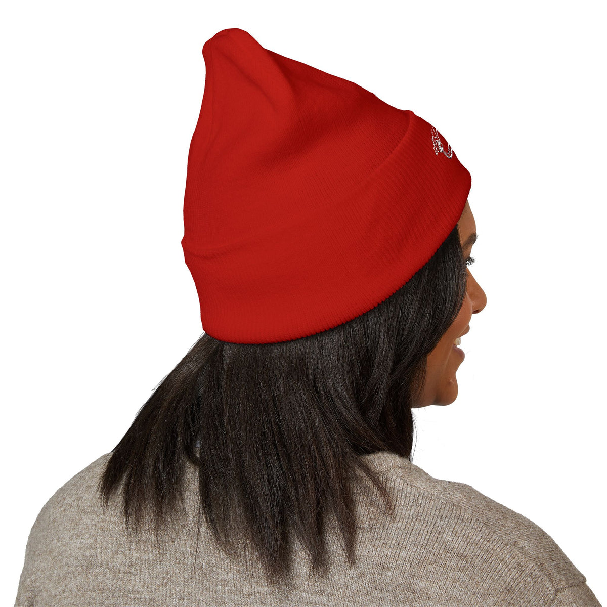 Cozy Winter Embroidered Beanie — Classic Cuffed Knit Hat Featuring Roussel's Outta This World UFO Design
